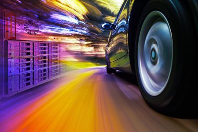 Fast-moving car and Mobile Ingest Box that captures autonomous vehicle data, Mercedes-Benz customer story | DXC Technology